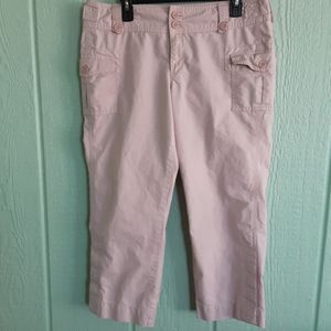 Old Navy #407 Women's Capri Works Pants Sz 12 Preowned Pink Ultra Low Rise